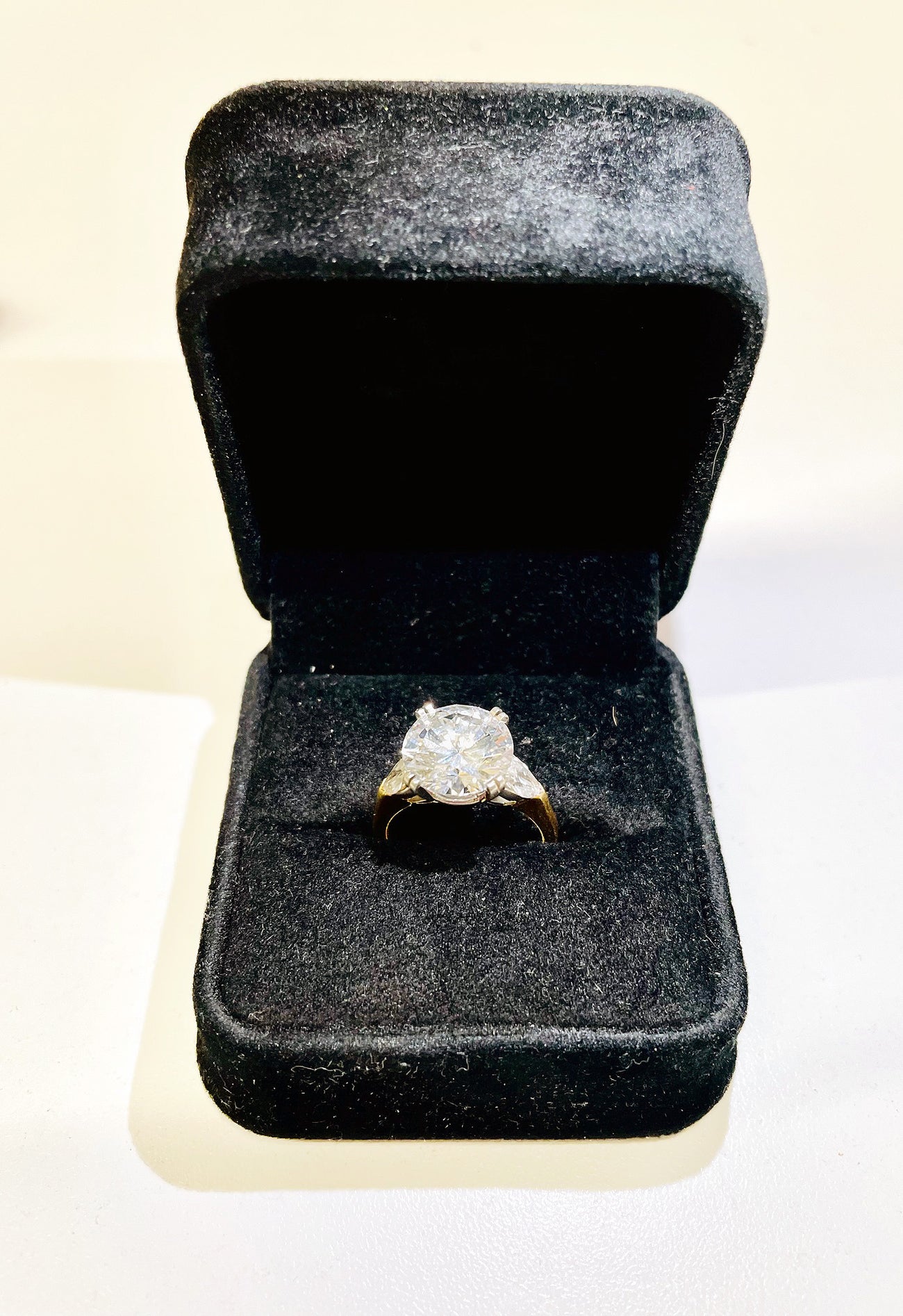 Brilliant Round Center 4.35ct Diamond Ring 18K YG Platinum APR w Coa