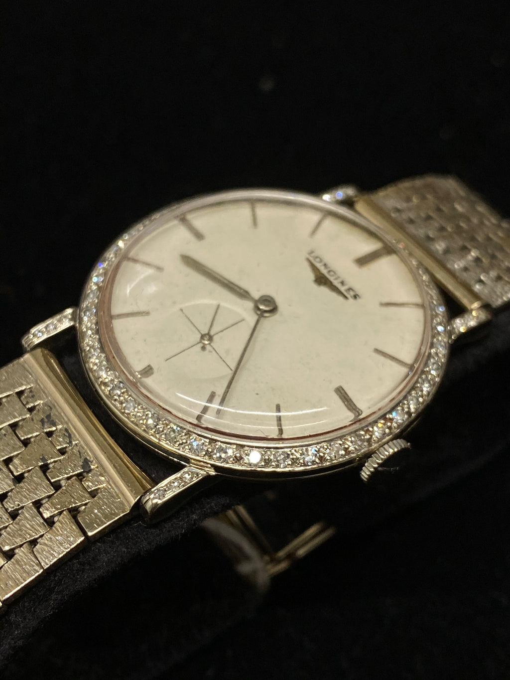 LONGINES Vintage 1970 s White Gold Watch w 56 Diamonds 20K Appraisal Value