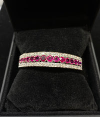 Beautiful 18K White Gold Ruby & Diamonds Bangle Bracelet -  $40K Appraisal Value w/CoA} APR 57