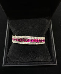 Beautiful 18K White Gold Ruby & Diamonds Bangle Bracelet -  $40K Appraisal Value w/CoA} APR 57