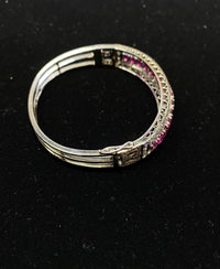 Beautiful 18K White Gold Ruby & Diamonds Bangle Bracelet -  $40K Appraisal Value w/CoA} APR 57