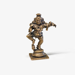 Brass Sculpture of Dancing Krishna Holding A Butter Ball . Height