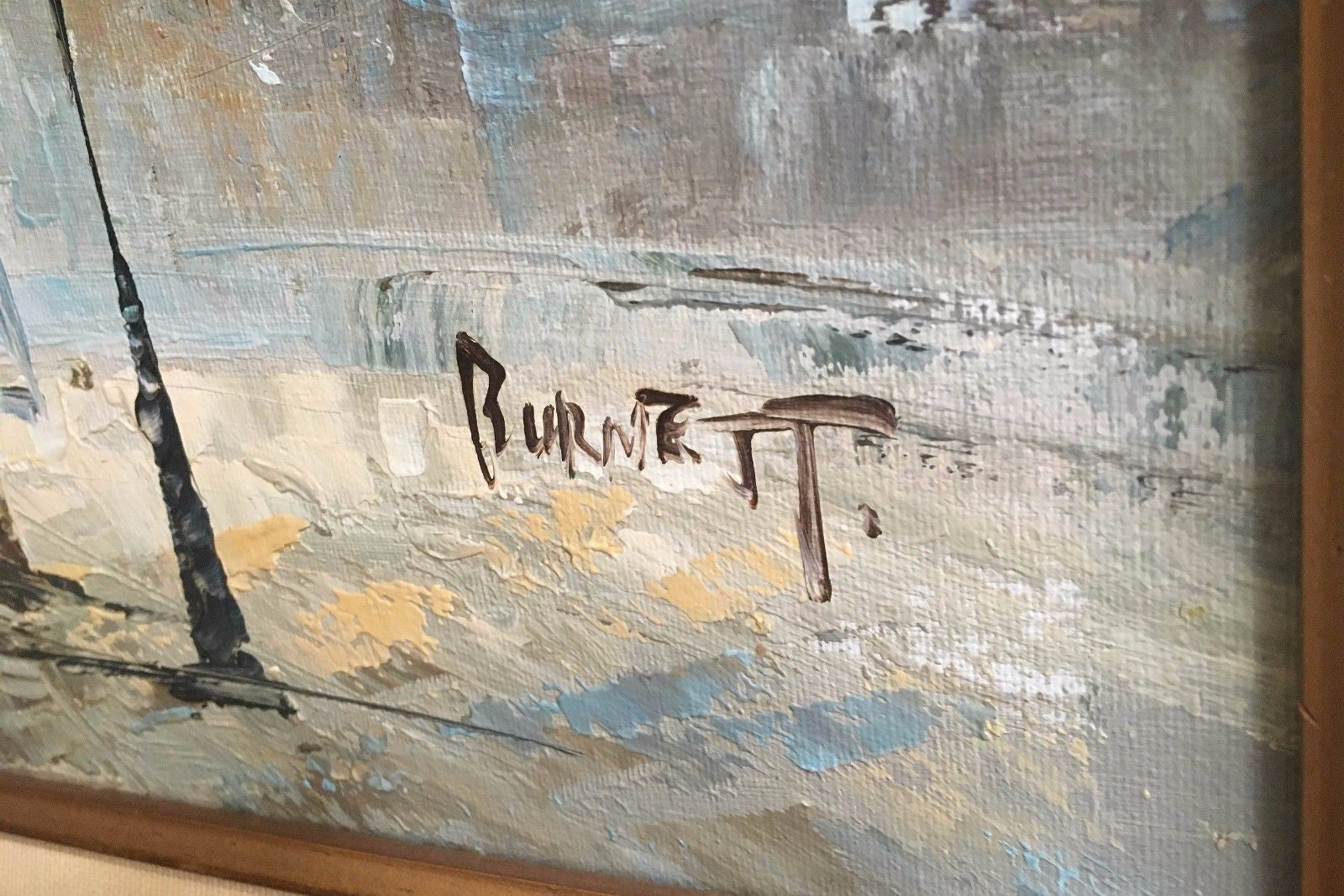 Signed retailer Caroline Burnett oil painting of Paris