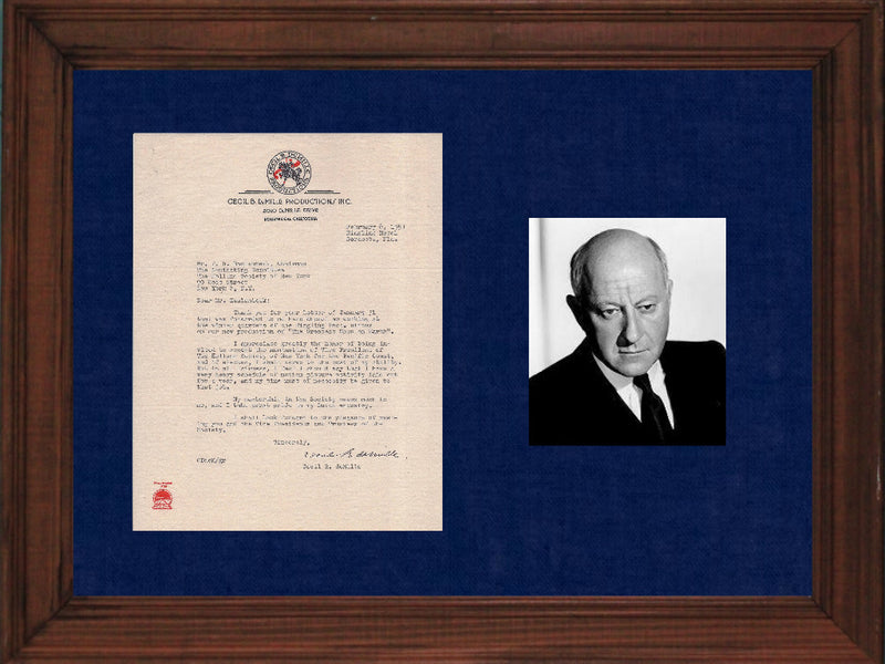 Signed Dutch Director Cecil B. DeMille Letter Ringling Bros - Apr: $20K Value* APR 57