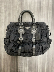 PRADA Tessuto Gaufre Black Nylon & Leather Tote Handbag