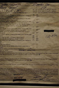 Signed Brandon Lee Bill of Health Document for the Film, Moving Target - $30K VALUE APR 57